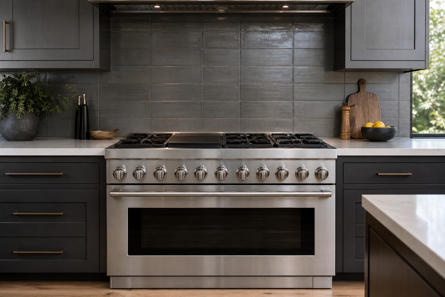 A stainless Viking professional range in a Fremont kitchen